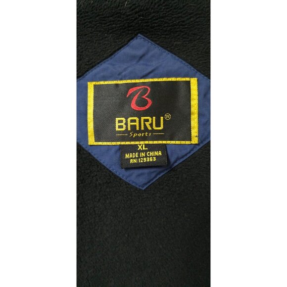 Vtg Baru Sports Mens XL Dark Blue Fleeced Lined Full Zip Insulated Bomber Coat - Picture 10 of 15